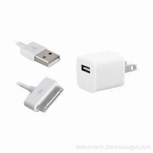 USB Home Wall Charger & iPhone 4 Data Cable Combo Set